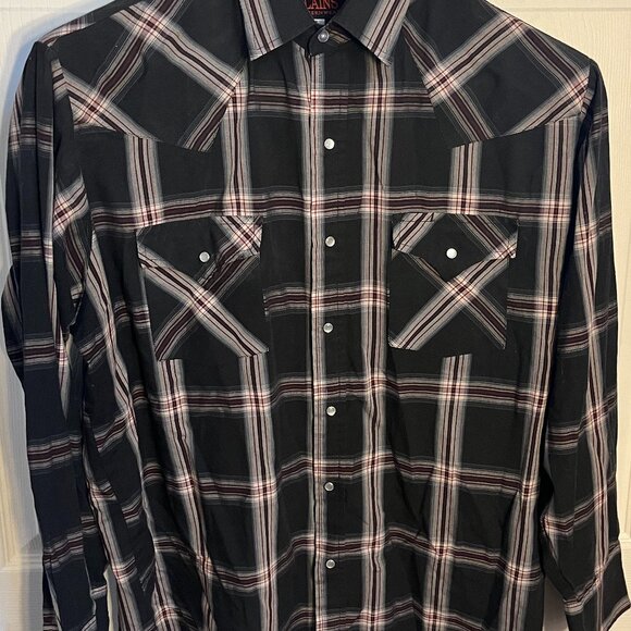 Plains Men's Plaid Print Long Sleeve Pearl Snap Western Shirt - Picture 1 of 6